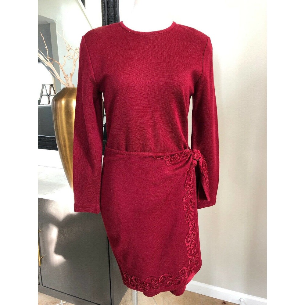 Theo Miles Faux Sarong Long Sleeve Sheath Dress M